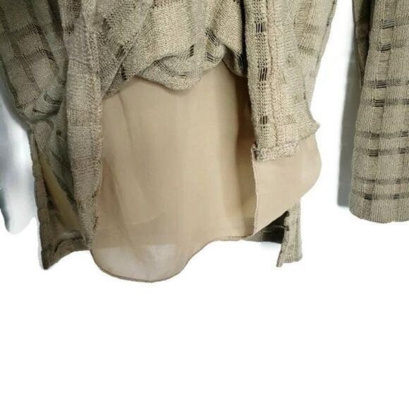 Zara BW Collection Windowpane Sweater Women's Size Small Tan Long Sleeve - Picture 4 of 7